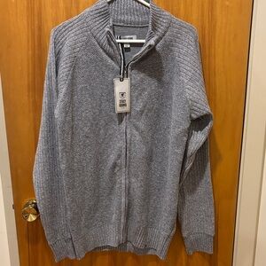 Stacy Adams Men's Gray Zip-Up Sweater